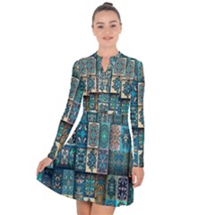 Texture, Pattern, Abstract, Colorful, Digital Art Long Sleeve Panel Dress by nateshop