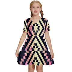 Cute Neon Aztec Galaxy Kids  Short Sleeve Tiered Mini Dress by nateshop