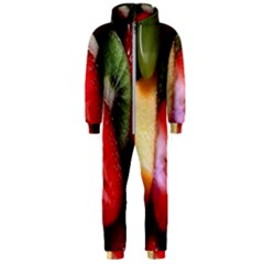 Fruits, Food, Green, Red, Strawberry, Yellow Hooded Jumpsuit (men) by nateshop
