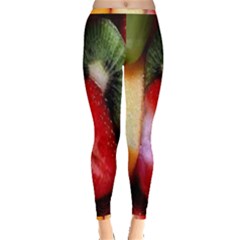 Fruits, Food, Green, Red, Strawberry, Yellow Inside Out Leggings by nateshop