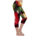 Fruits, Food, Green, Red, Strawberry, Yellow Lightweight Velour Capri Yoga Leggings View3