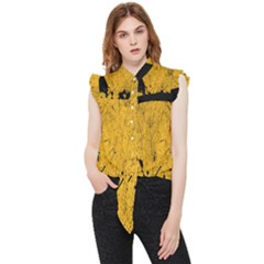 Yellow Best, Black, Black And White, Emoji High Frill Detail Shirt by nateshop