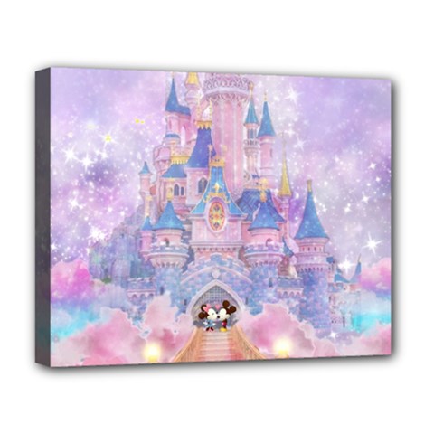 Disney Castle, Mickey And Minnie Deluxe Canvas 20  X 16  (stretched) by nateshop