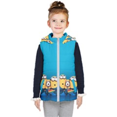 Minions, Blue, Cartoon, Cute, Friends Kids  Hooded Puffer Vest by nateshop