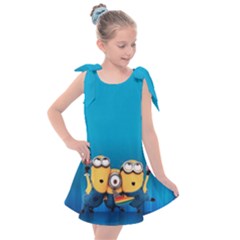 Minions, Blue, Cartoon, Cute, Friends Kids  Tie Up Tunic Dress by nateshop
