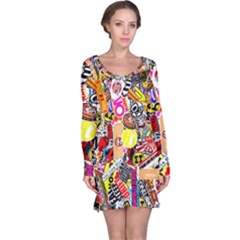 Sticker Bomb, Art, Cartoon, Dope Long Sleeve Nightdress by nateshop