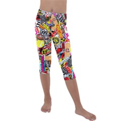 Sticker Bomb, Art, Cartoon, Dope Kids  Lightweight Velour Capri Leggings  by nateshop