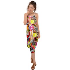 Sticker Bomb, Art, Cartoon, Dope Waist Tie Cover Up Chiffon Dress