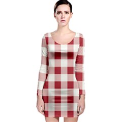 Gingham - 4096x4096px - 300dpi14 Long Sleeve Bodycon Dress by EvgeniaEsenina