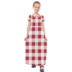 Gingham - 4096x4096px - 300dpi14 Kids  Short Sleeve Maxi Dress by EvgeniaEsenina