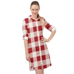 Gingham - 4096x4096px - 300dpi14 Long Sleeve Mini Shirt Dress by EvgeniaEsenina