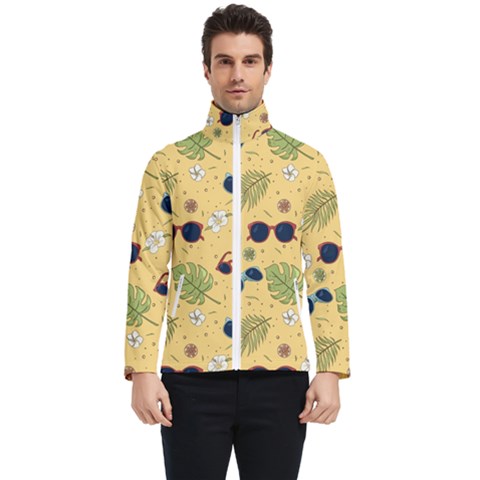 Seamless Pattern Of Sunglasses Tropical Leaves And Flower Men s Bomber Jacket by Grandong