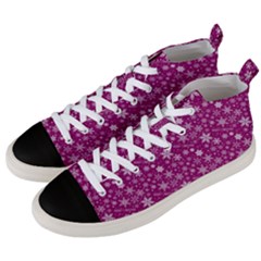 Purple Christmas Pattern Men s Mid-top Canvas Sneakers by Grandong