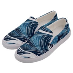 Abstract Blue Ocean Wave Men s Canvas Slip Ons by Jack14