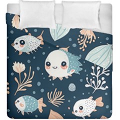 Fish Pattern Duvet Cover Double Side (king Size) by Valentinaart