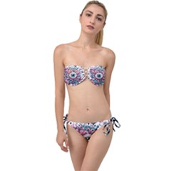 Eyes Pattern Twist Bandeau Bikini Set by Valentinaart