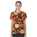 Thanksgiving pattern Women s Cotton T-Shirt View1