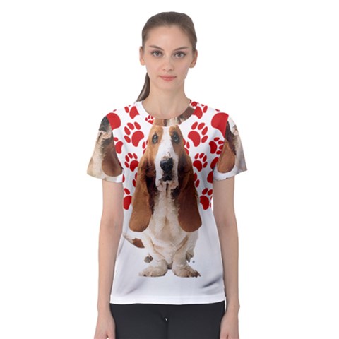 Basset Hound Gift T- Shirt Funny Basset Hound Valentine Heart Paw Basset Hound Dog Lover Valentine C Yoga Reflexion Pose T- Shirtyoga Reflexion Pose T- Shirt Women s Sport Mesh T-shirt by hizuto