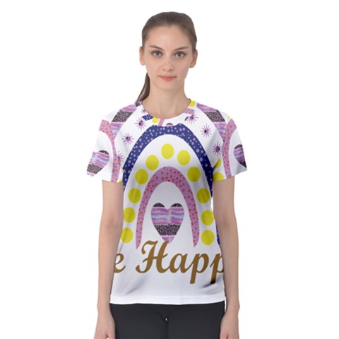 Be Happy T- Shirt Be Happy T- Shirt Yoga Reflexion Pose T- Shirtyoga Reflexion Pose T- Shirt Women s Sport Mesh T-shirt by hizuto