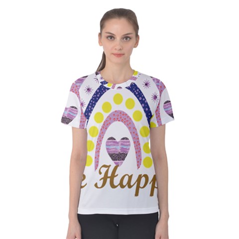 Be Happy T- Shirt Be Happy T- Shirt Yoga Reflexion Pose T- Shirtyoga Reflexion Pose T- Shirt Women s Cotton T-shirt by hizuto