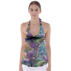 Abstract Blossoms  Tie Back Tankini Top by Internationalstore