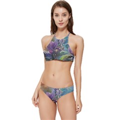 Abstract Blossoms  Banded Triangle Bikini Set