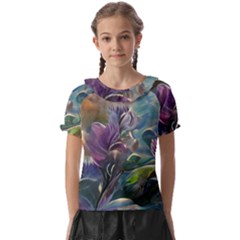 Abstract Blossoms  Kids  Frill Chiffon Blouse