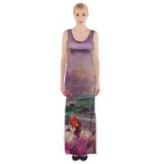 Abstract Flowers  Thigh Split Maxi Dress by Internationalstore