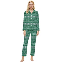 Christmas Knit Digital Womens  Long Sleeve Velvet Pocket Pajamas Set by Mariart