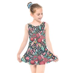 Christmas Pattern Kids  Skater Dress Swimsuit by Valentinaart