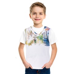 Venice T- Shirt Venice Voyage Art Digital Painting Watercolor Discovery T- Shirt (1) Kids  Basketball Tank Top