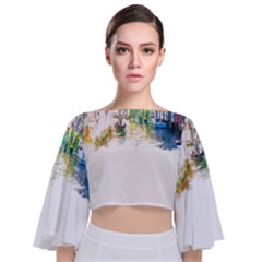 Venice T- Shirt Venice Voyage Art Digital Painting Watercolor Discovery T- Shirt (1) Tie Back Butterfly Sleeve Chiffon Top