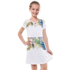 Venice T- Shirt Venice Voyage Art Digital Painting Watercolor Discovery T- Shirt (1) Kids  Cross Web Dress