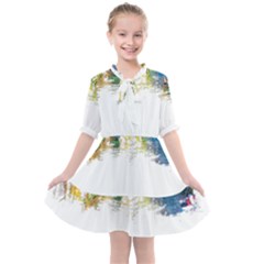 Venice T- Shirt Venice Voyage Art Digital Painting Watercolor Discovery T- Shirt (1) Kids  All Frills Chiffon Dress