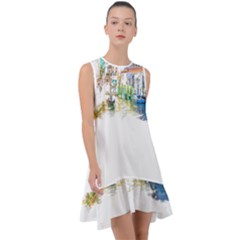 Venice T- Shirt Venice Voyage Art Digital Painting Watercolor Discovery T- Shirt (1) Frill Swing Dress