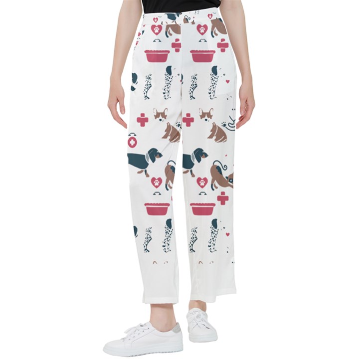 Veterinarian Gift T- Shirt Veterinary Medicine, Happy And Healthy Friends    Pattern    Coral Backgr Women s Pants 