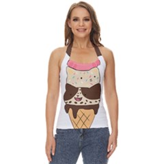Cat Ice Cream T- Shirt Cute Cat Cream Cone T- Shirt Yoga Reflexion Pose T- Shirtyoga Reflexion Pose T- Shirt Basic Halter Top by hizuto