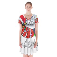 Weiner T- Shirt Walking In A Weiner Wonderland T- Shirt (1) Short Sleeve V-neck Flare Dress by ZUXUMI