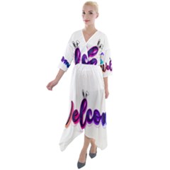 Arts Quarter Sleeve Wrap Front Maxi Dress by Internationalstore