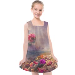 Floral Blossoms  Kids  Cross Back Dress by Internationalstore