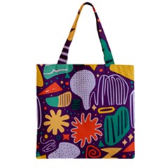 Colorful Shapes On A Purple Background Zipper Grocery Tote Bag by LalyLauraFLM