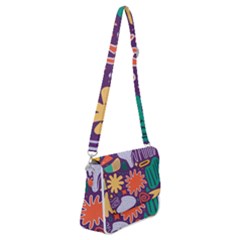 Colorful Shapes On A Purple Background Shoulder Bag With Back Zipper by LalyLauraFLM
