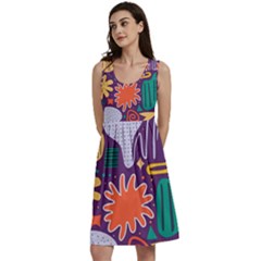 Colorful Shapes On A Purple Background Classic Skater Dress by LalyLauraFLM