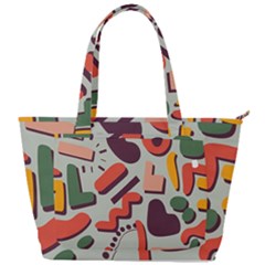 Shapes In Retro Colors On A Green Background Back Pocket Shoulder Bag  by LalyLauraFLM