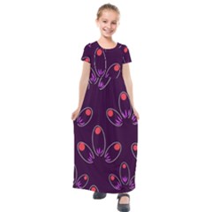 Petal Dot Seamless Pattern Kids  Short Sleeve Maxi Dress by Pakjumat