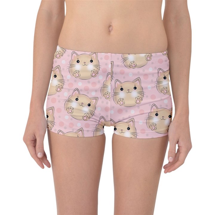 Cat Pattern Pink Cartoon Reversible Boyleg Bikini Bottoms