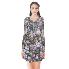 Climbing Plant At Outdoor Wall Long Sleeve V-neck Flare Dress by dflcprintsclothing
