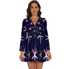 Starfish Long Sleeve V-neck Chiffon Dress 