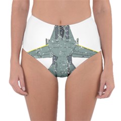 F14 Tomcat Fighter Jet T- Shirt F14 Tomcat Comic Drawing Quote T- Shirt (2) Reversible High-waist Bikini Bottoms by ZUXUMI