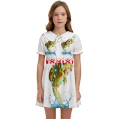 Fishing T- Shirt Fishing Christmas T- Shirt Kids  Sweet Collar Dress by ZUXUMI